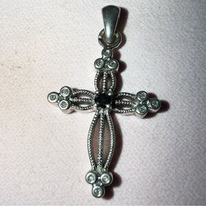 925 Sterling Silver Cross Pendant with small diamonds